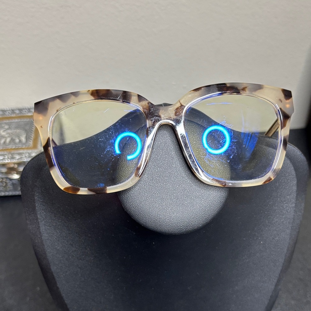 Diff Bella Blue Light Tortoise Shell Square Glass… - image 1